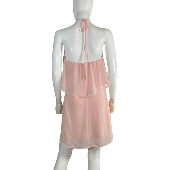 HYFVE Women’s Small Blush Pink Tiered Mini Dress Open Tie Back Coquette - Picture 6 of 10